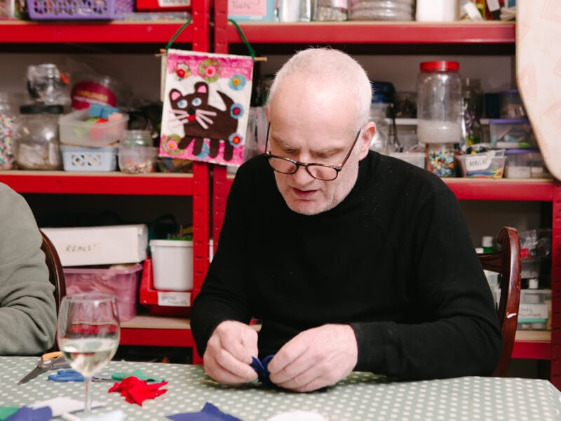 Man sewing